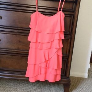 BCBG coral, strapless dress